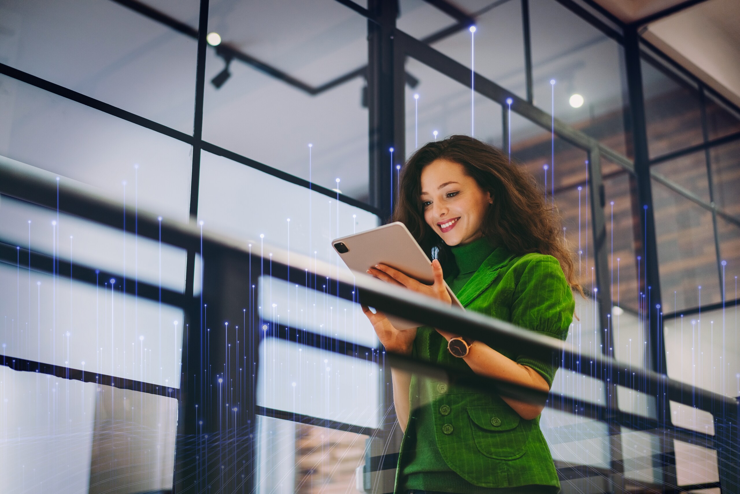 Women looking into tab