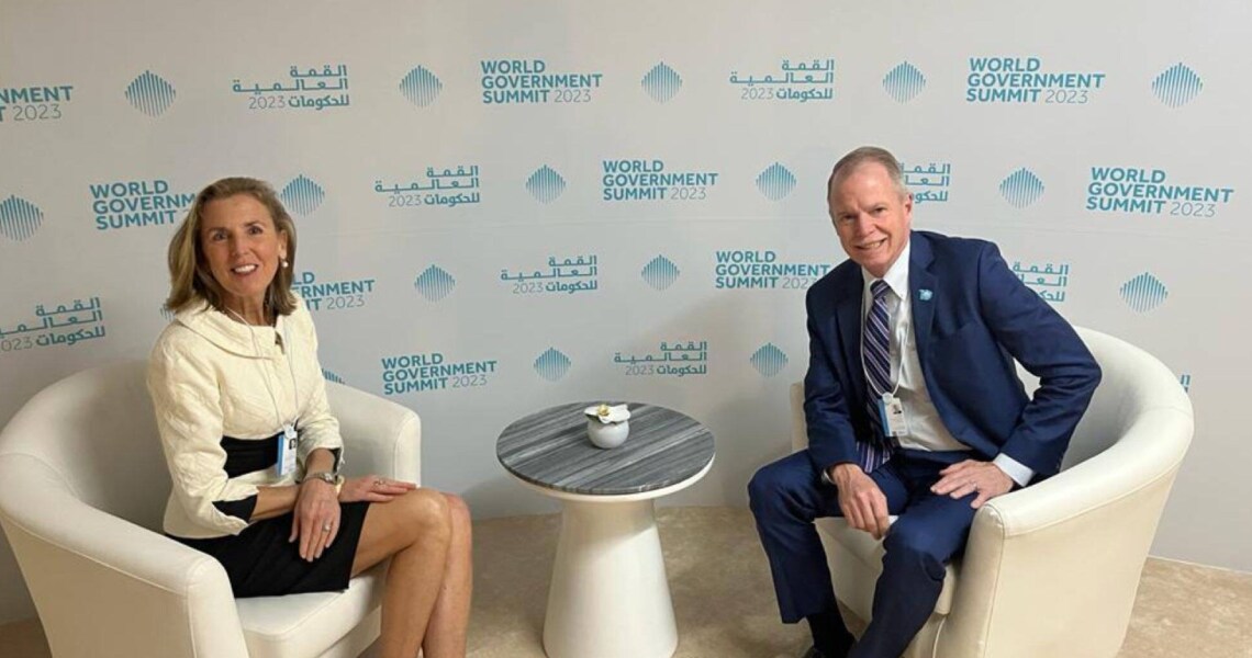 George Oliver and Katie McGinty at the World Government Summit 2023