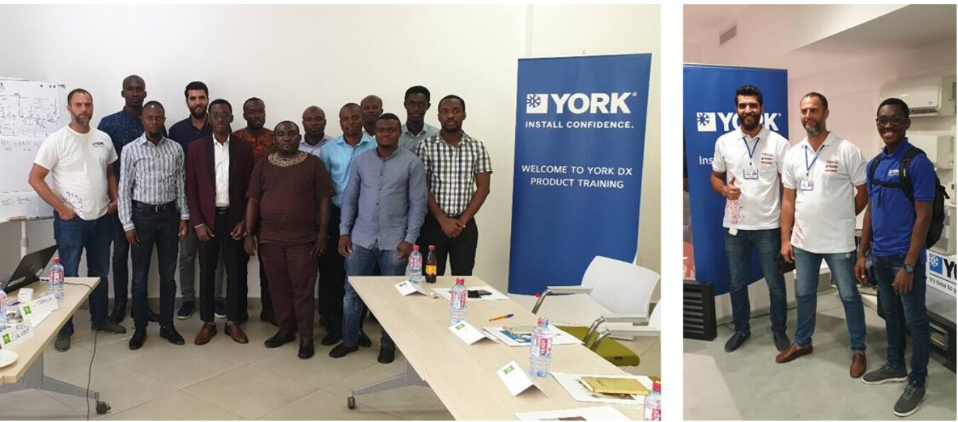 Collage of York's Direct Expansion (DX) Training conducted by the Middle East and Africa (MEA) York Indirect Business Team