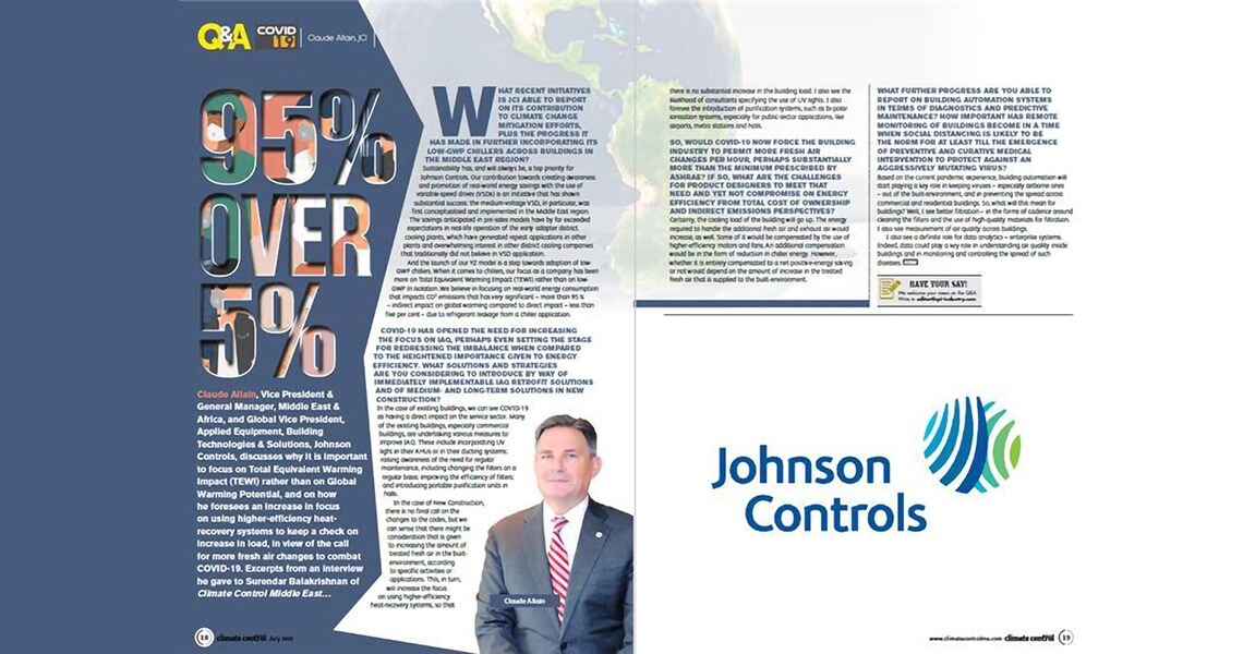 Poster detailing the highlights of Claude Allain's interview with Climate Control Middle East