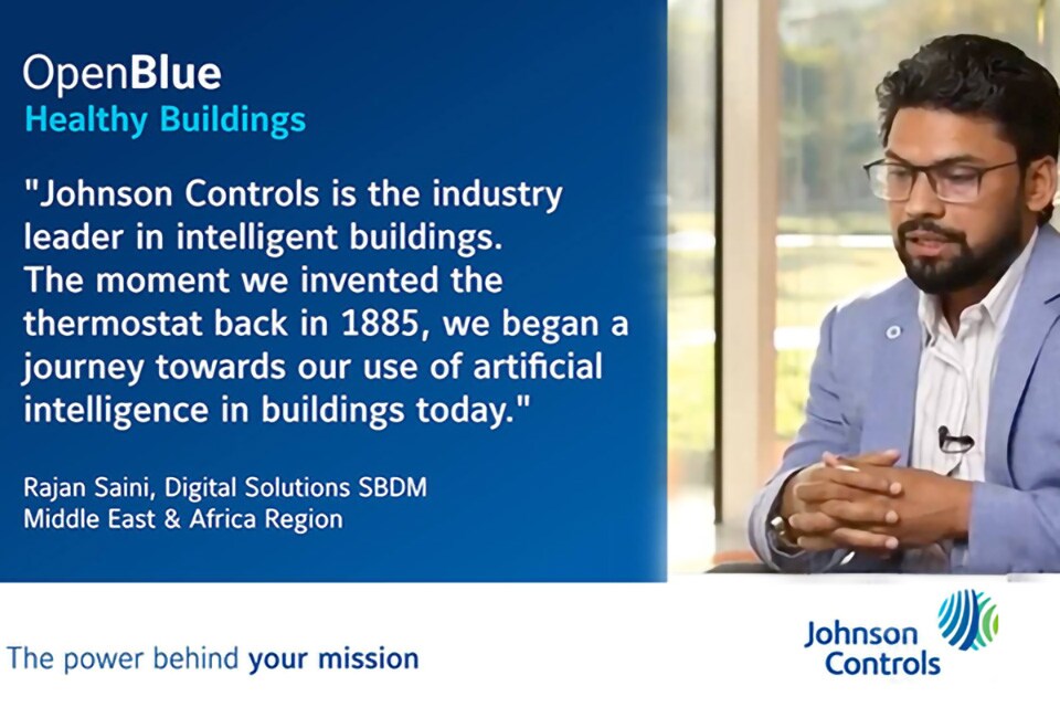 Poster displaying a quotation from Rajan Saini of Johnson Controls