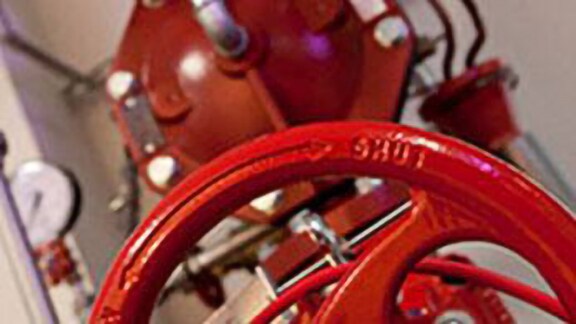 Close-up image of a fire sprinkler knob