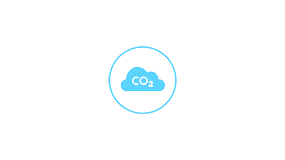 Icon of a cloud with CO2 written inside, enclosed in a circle