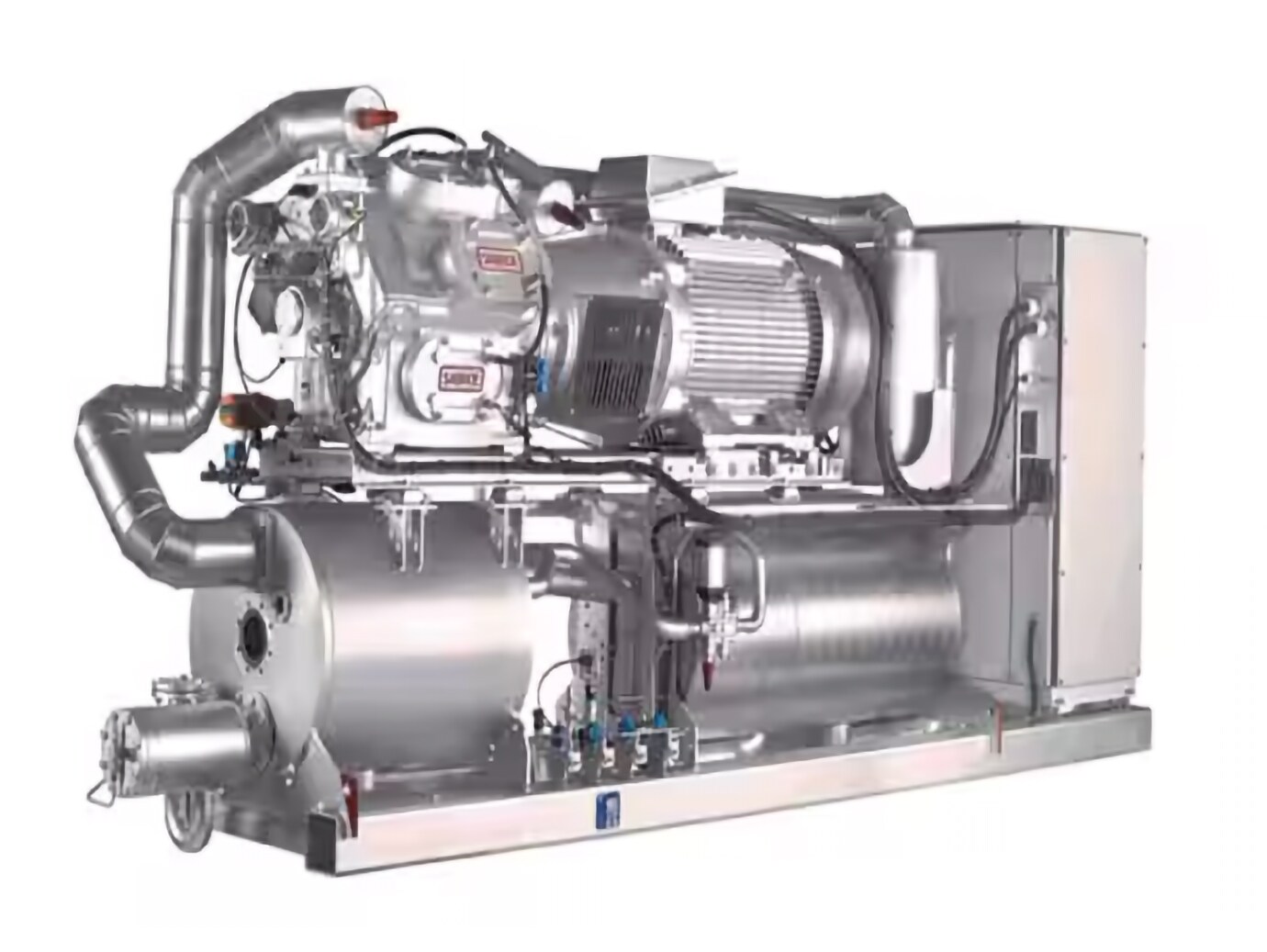An industrial heat pump on a white background