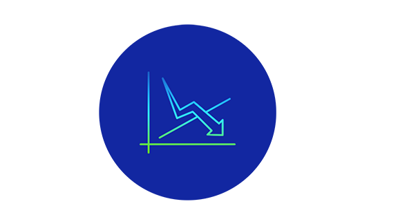 Icon of a downward arrow on a graph