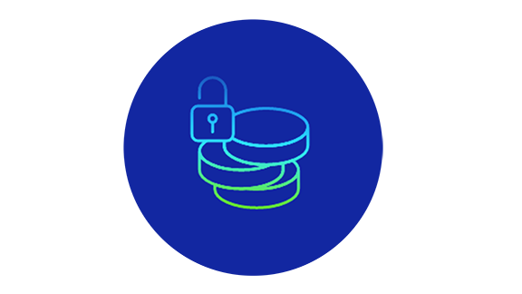 Icon of a lock on a stack of coins