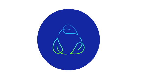 Icon of three leaves in a circular pattern