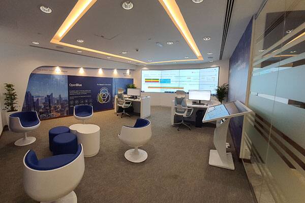 OpenBlue Remote Operations Center with a couple of seats and control panels