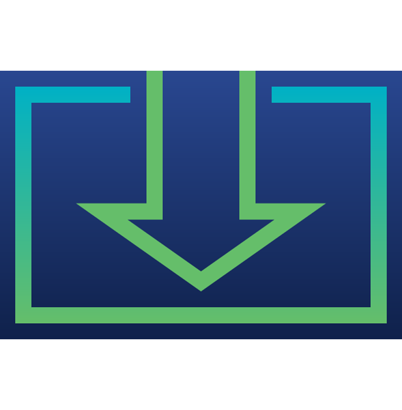 A graphic of a green downward arrow against a blue background