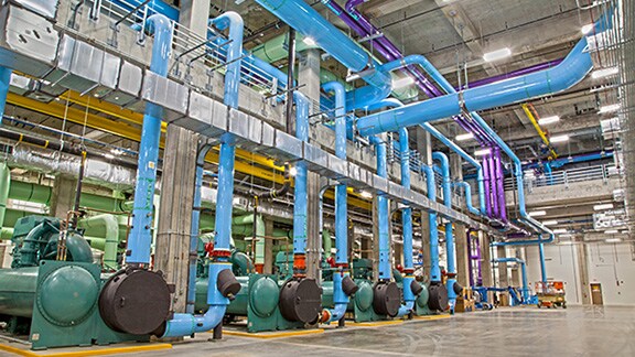 Aerial view of a city at dusk
