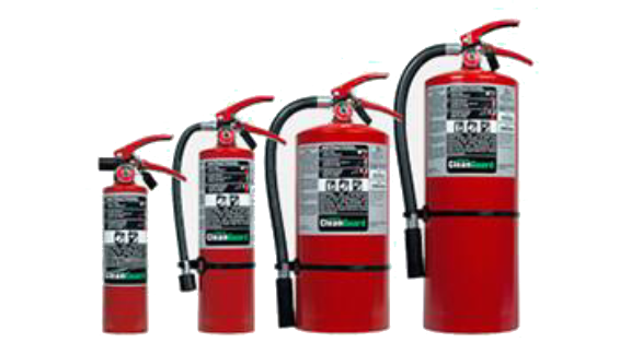 A set of clean agent fire extinguishers from Ansul