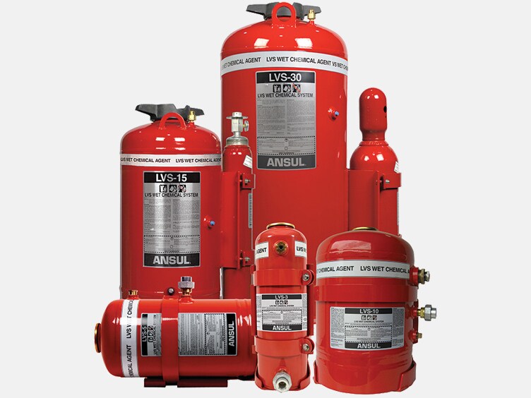 Different sizes of the ANSUL LVS Liquid Agent Fire Suppression System
