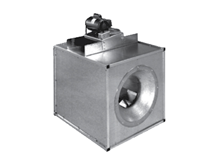 An inline fan on a white background