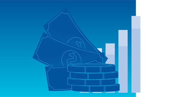 Icon of a bundle of notes and a stack of coins