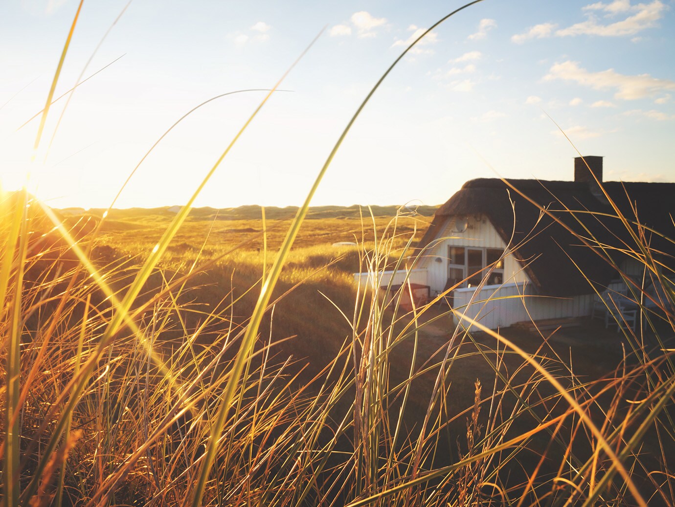 A barn amidst a grassy field during the day