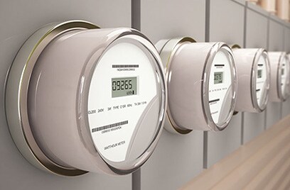 Electric Meters on a wall in a sequence