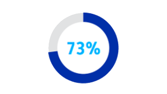 Circular infographic depicting seventy three percent