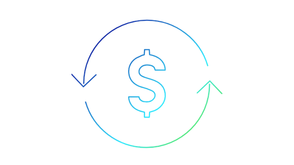 Icon of a dollar sign with circular arrows surrounding it