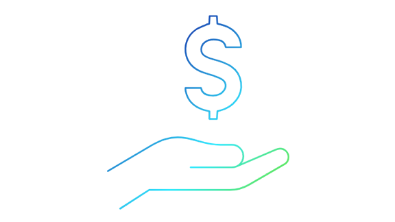 Icon of a hand holding a dollar sign