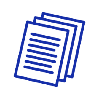 Blue line-illustration of a a stack of papers