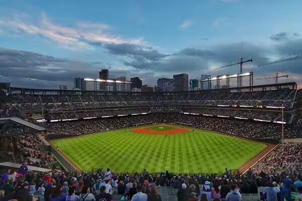 Aerial view of the inside of a stadium