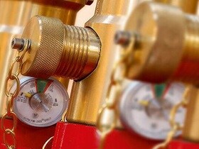 Close-up of the valves of gaseous fire suppression systems